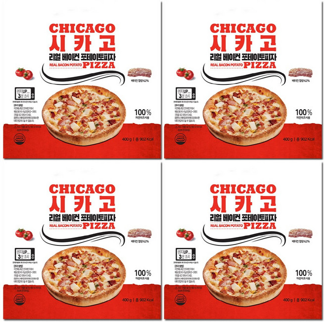 리얼 시카고피자 베이컨포테이토 4판 세트, 4개, 400g