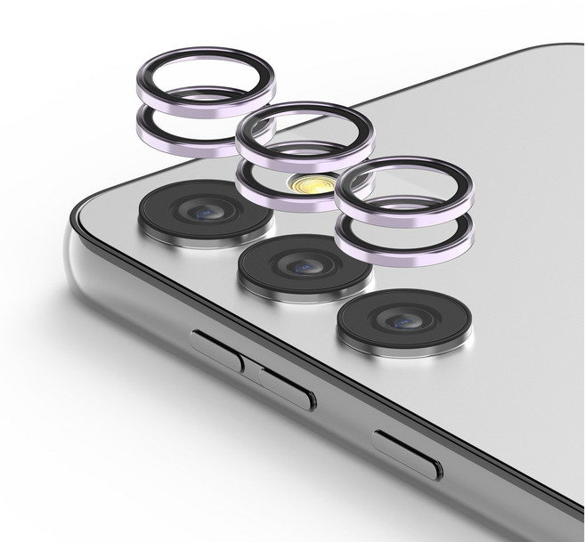 케이맥스 휴대폰 카메라 보호필름 렌즈 개별 프레임 메탈 링 쉴드 보호 강화유리 2개 세트 퍼플