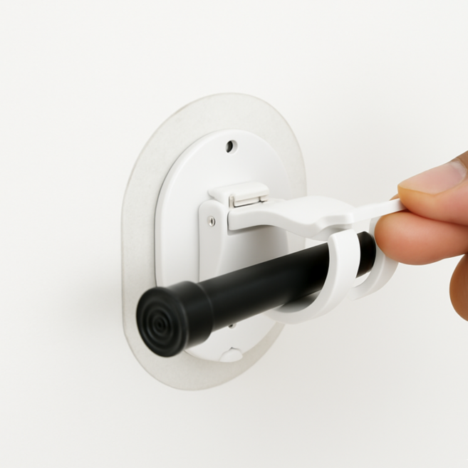 코지코 무타공 접착식 커튼봉 브라켓, 2P, 화이트