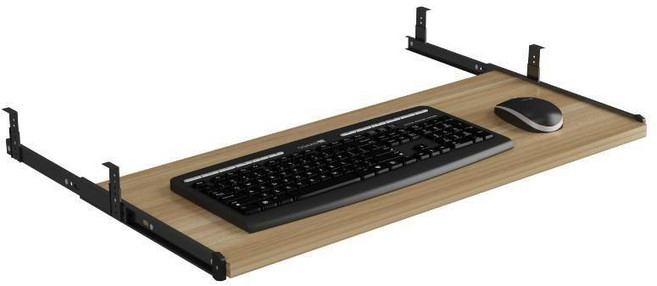 레일 서랍 키보드 액세서리 책상 슬라이드 나무 받침대 트레이, 19. 나사형 직각 54x27cm 블랙월넛, 1개