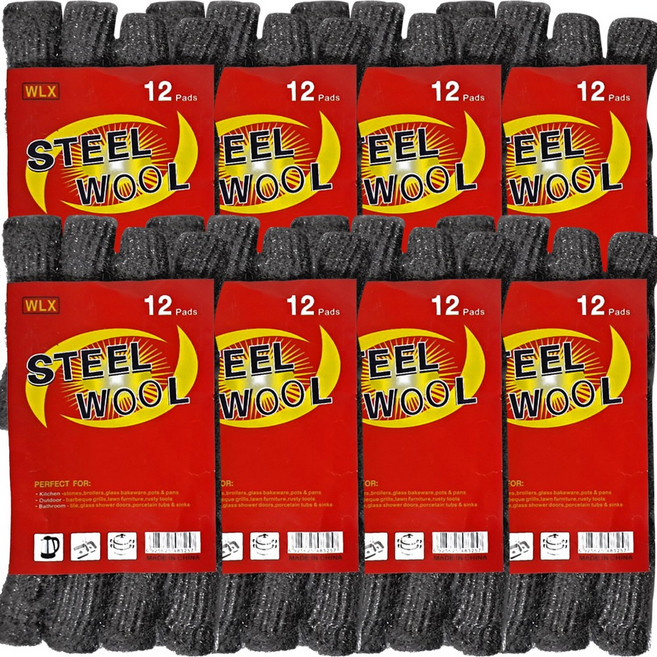 한눈알 스틸 울 0000 수세미 철솜 패드 1봉지(12매), 8개