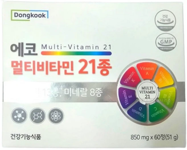 동국 에코 멀티비타민 21종 850mg x 60정, 1개 - 쿠팡