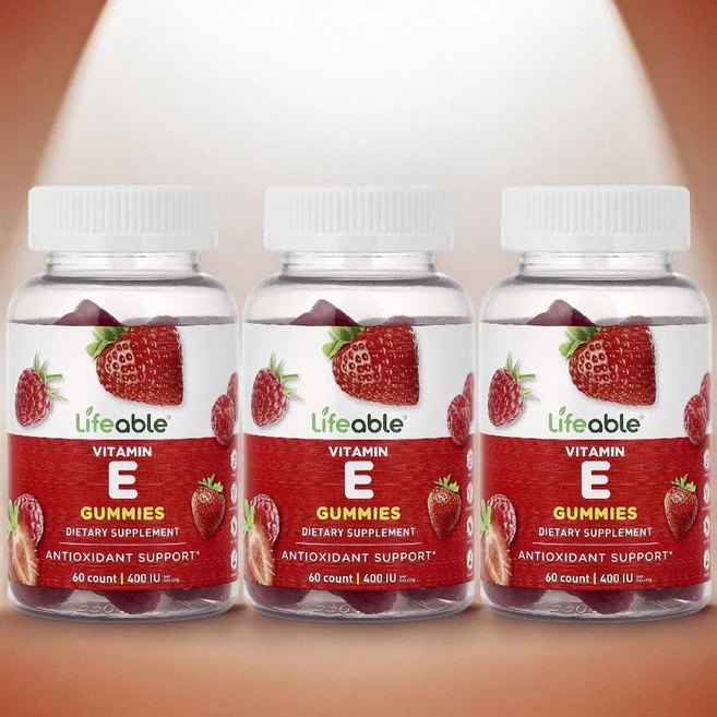 라이퍼블 비타민 E 알파 토코페롤 미네랄 효능 젤리 구미 베리 60개 3병 - 쿠팡