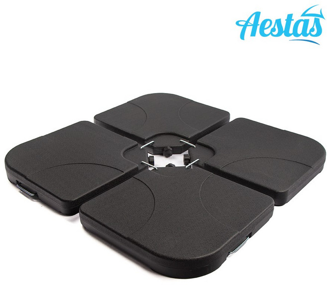 아이스타스 대형 파라솔 사각 3M 알루미늄 더블탑 폴딩 야외 캠핑 비치 카페 테라스 옥상, 받침대 BDO-007 4P세트