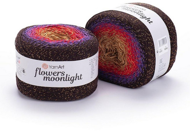 YarnArt Flowers Moonlight – 메탈릭 루렉스가 있는 그라데이션 면 아크릴 실 250g(9.17온스) 1093야드 - 코바늘 뜨개질 뜨개질 숄 및 DI, 3265