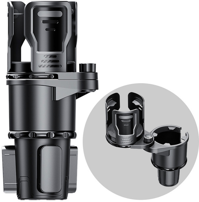 엔더 회전방지 2in1 차량용 사이즈 조절 컵홀더, 블랙