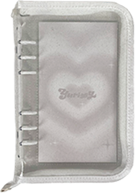 유리시 6공 A6 지퍼 포카바인더(양면 3칸 속지 30장 포함), 클리어 화이트