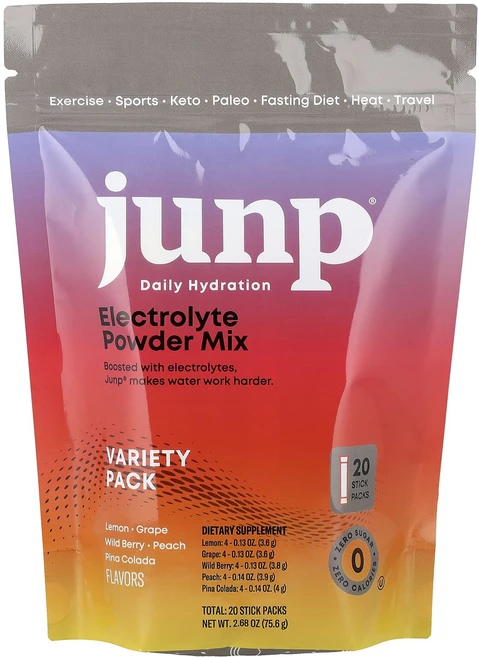 효과가 좋은 JUNP Hydration 전해질 파우더 믹스 버라이어티 팩 스틱팩 20개 75.6g(2.68oz) 최저가격, JUNPHydration전해질파우더믹스버라이어티팩스틱팩, 75.6g - 쿠팡