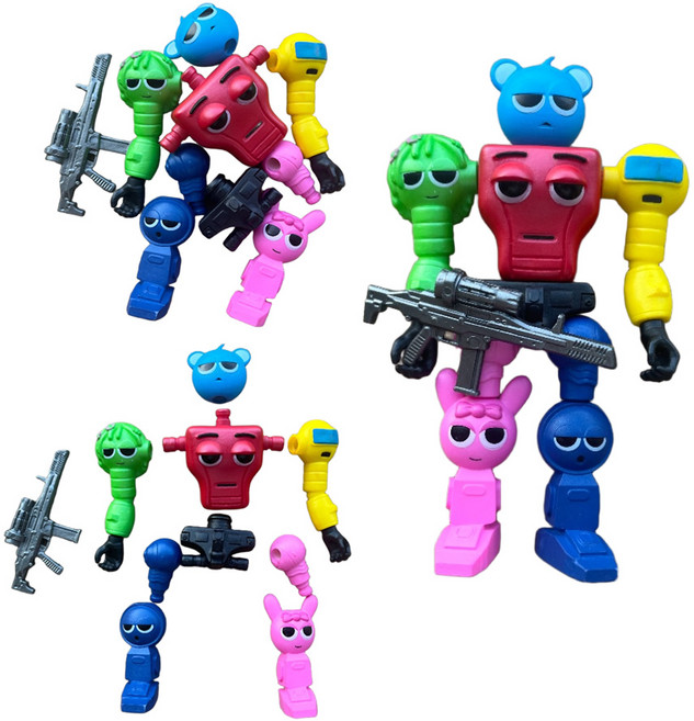 SimHm 스프런키 레고 장난감 코디 웬다 인형 가놀드 게임용 가동형 조립 로봇 Sprunki toy doll 17CM, A Sky Garnold Pinki, 1개