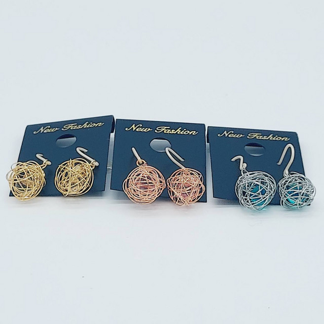 무알러지 와이어 골드볼 크리스탈볼 큐빅 후크 귀걸이