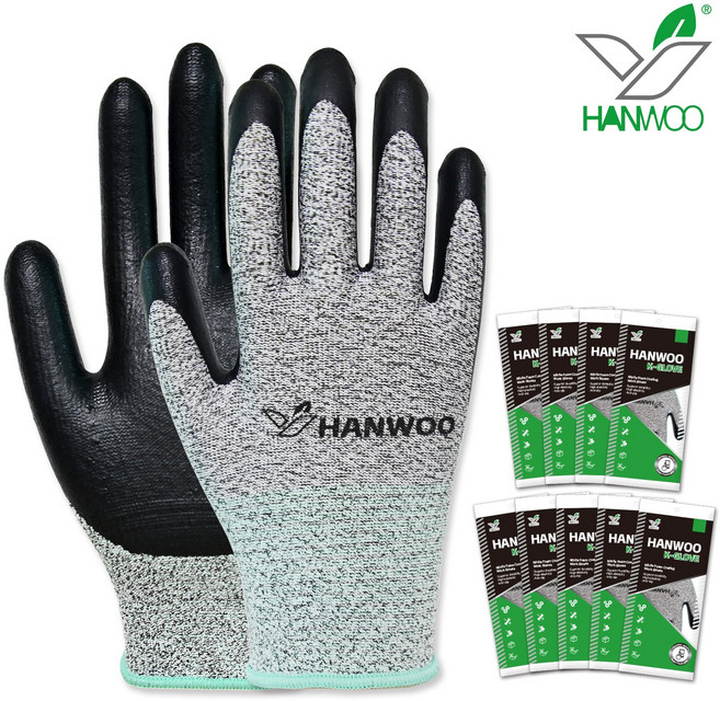 한우 HANWOO 케이글로브 NBR 코팅 스마트터치 작업장갑 택배 운전 포장, 10세트