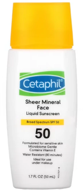 Cetaphil 시어 미네랄 페이스 리퀴드 자외선 차단제 SPF 50 50ml / / 선로션 선크림, 1개 - 쿠팡