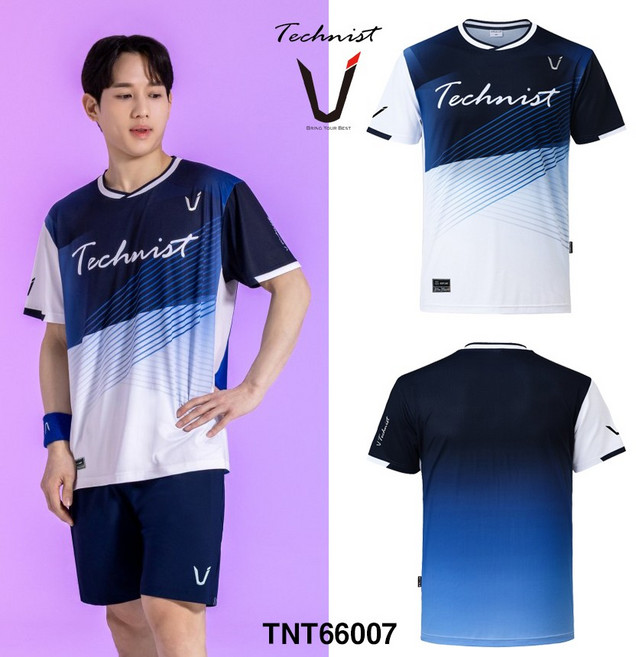 테크니스트 배드민턴 티셔츠 반팔 상의 네이비 화이트 TNT66007 남성 여성 경기복