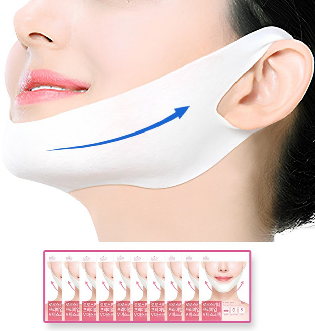로로비 프리미엄 브이라인 리프팅 마스크팩 이중턱 팔자 주름 미백 보습 1일1팩, 1개, 10개입