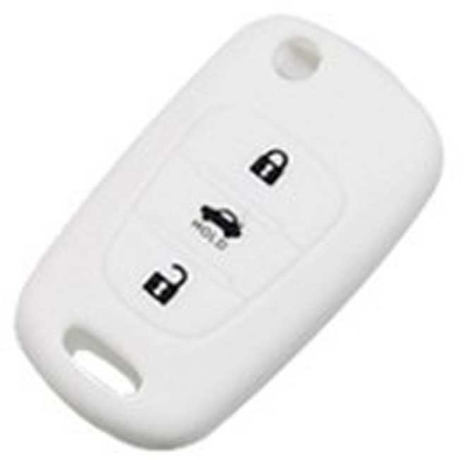 공용 국산차 현대 호환 기아 호환 실리콘 키케이스, 폴딩3버튼, 화이트, .