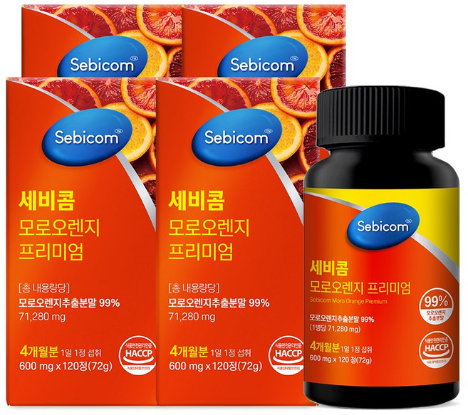 세비콤 모로오렌지 프리미엄 600mg, 4개, 60정