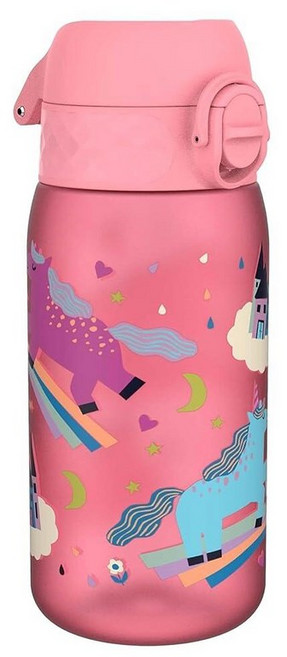 Ion8 누출 방지 아동용 물병 350ml/12온스 유니콘 - BPA 프리 냄새 방지 재활용 폴리머 원터치 플립 뚜껑 캐리 루프 빨대 없음 - 식기 세척기 사용 가능, 12oz / 350ml, Unicorns