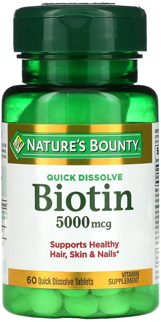 Nature's Bounty 비오틴(Biotin) 5 000mcg 빠른 용해 정제 60정, 1개, 1개 - 쿠팡