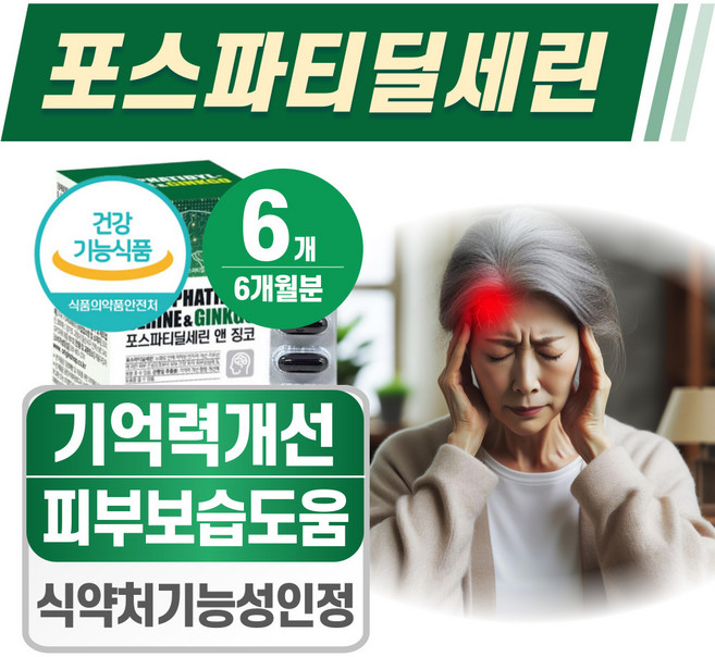 포스파티딜세린 징코 헬시위듀 뇌건강 뇌에 좋은 영양제, 6개, 60정