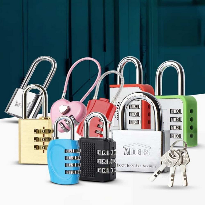 오버더림 자전거 잠금 장치 번호키 와이어 자전거 자물쇠, 4단다이얼자물쇠 블랙, 1개