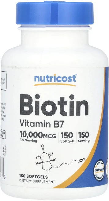 Nutricost 비오틴 비타민B7 10000mcg 소프트젤 150정, Nutricost비오틴비타민B710000mcg소프트젤1, 1개 - 쿠팡
