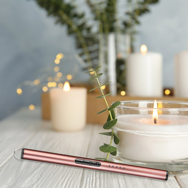 플라즈마 캔들라이터 일자형 USB 충전식 전기토치 전기 라이터 전기 스틱 라이터 토치, 레드와인, 1개