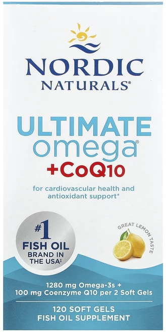 건강챙기세요 Nordic Naturals Ultimate Omega® + CoQ10 레몬 맛 소프트젤 120정 백살까지오래오래, NordicNaturalsUltimateOmegaCoQ, 1개 - 쿠팡