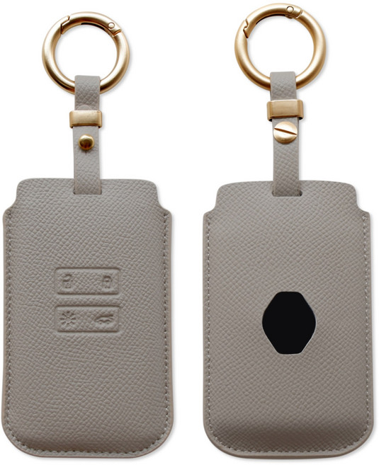 트니르 르노삼성 호환 아르카나 QM6 SM6 XM3 차 키케이스 천연 소가죽 가죽 키링 키홀더 차량용품, 르노B타입(로장주), 에토프그레이