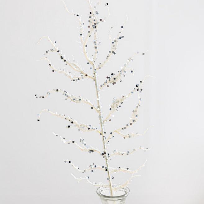 크리스마스 반짝이 가지, 2개, 화이트