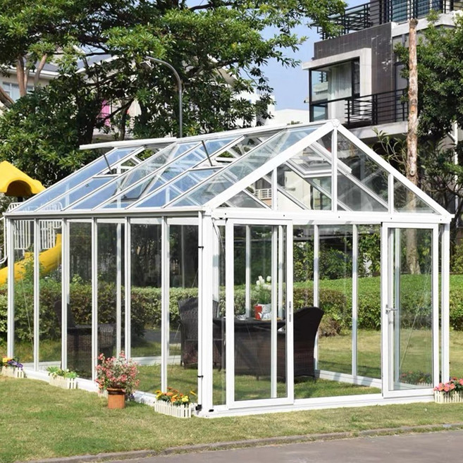 케이가든 프리미엄 조립식 강화 유리 온실하우스 썬룸 실내정원 가드닝, 1세트, 강화유리 썬룸(화이트) 34404