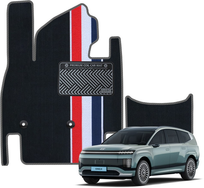 루젠 아이오닉 9 코일매트 슬림형, 운전석, 세로-톰라인블랙, 아이오닉9 6인승 일반형