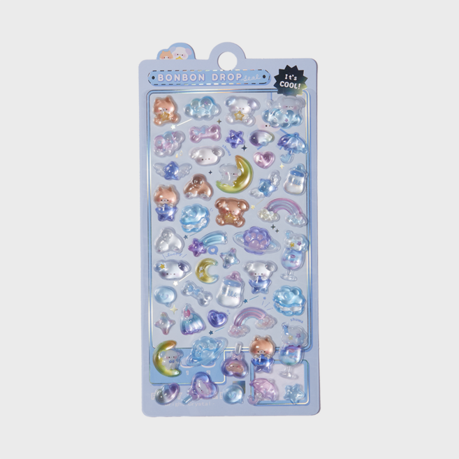 [37종 중 골라담는 재미] 다양한 3D크리스탈스티커 봉봉스티커 오로라스티커 3D입체 DIY 다꾸 폰꾸 시즌1 시즌4 오로라시즌 팝시즌, 1개, 09. 본본_몽이의 우주