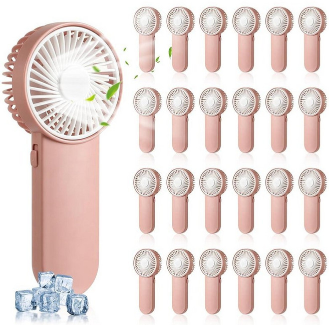 VZZNN 24 Pack Mini Portable Fan Pink Fans Bulk Handheld Battery Operated 1 Speed for Neck Lash Mak