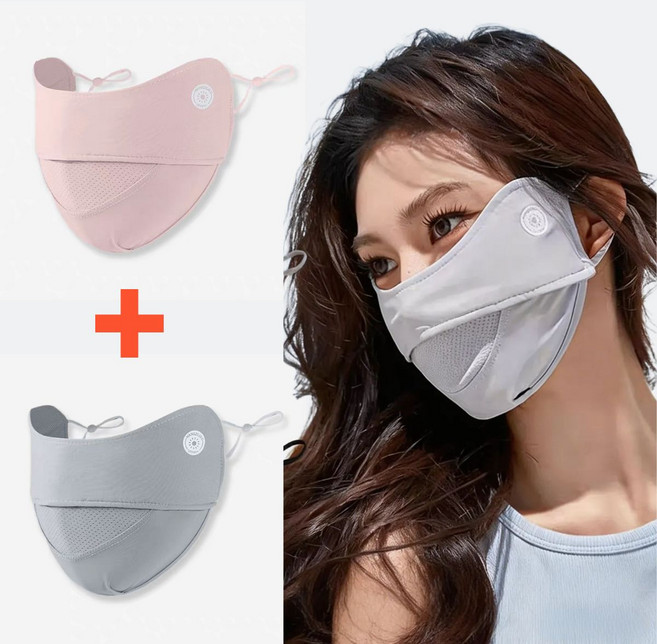 미블룸 여성 골프 자외선차단 쿨 마스크 1+1 세트, 1세트, 핑크+그레이