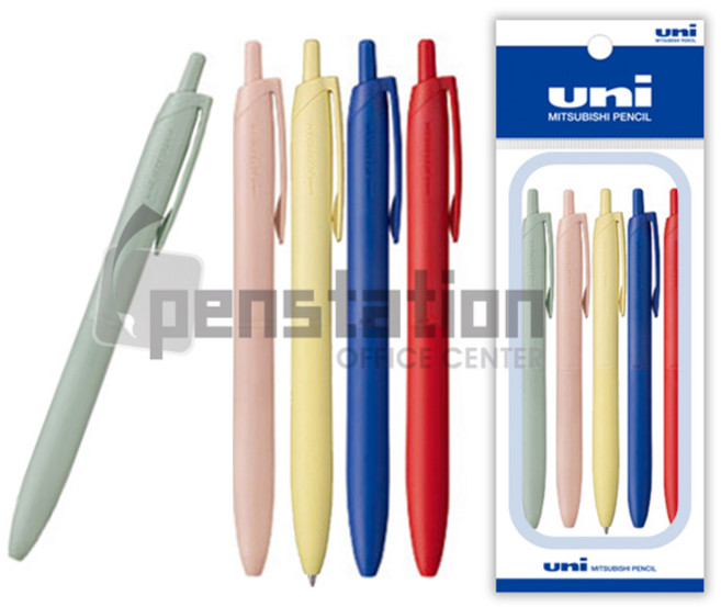 유니 제트스트림 라이트 터치 단색 0.5/0.7mm 5개 세트, 05세이지+코랄핑크+라이트옐로+블루+레드