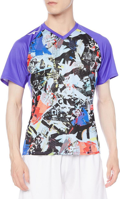 [미즈노 탁구복] 탁구복 게임 셔츠 브이넥 반팔 땀 흡수 속건성 JTTA 빨간색 82JA1501 남녀공용 성인용