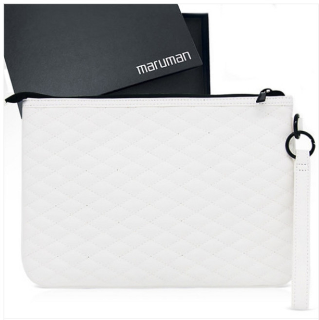 마루망 2022년 프리미엄 프로젝션 퀼팅 클러치백 골프파우치, 화이트