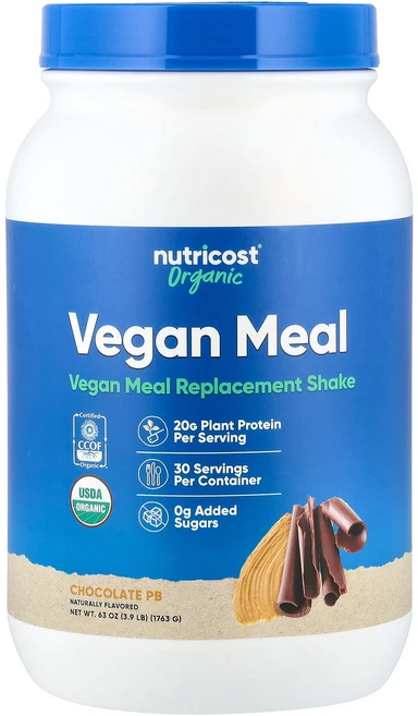 Nutricost 유기농 비건 식사 초콜릿 PB 1 763g(3.9lb) Nutricost (뉴트리코스트), 1769 g, 1개 - 쿠팡