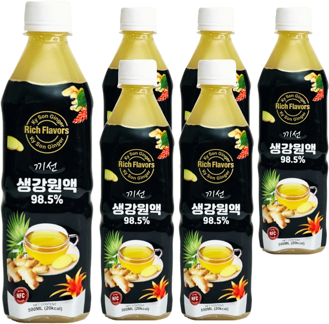 [국내유일 GI 인증] 끼선 생강원액 100%, 6개, 500ml