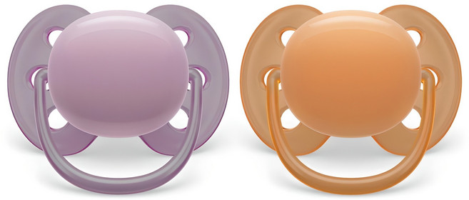 필립스아벤트 울트라 소프트 노리개젖꼭지 2종, 6~18개월, 퍼플 + 오렌지, 1세트