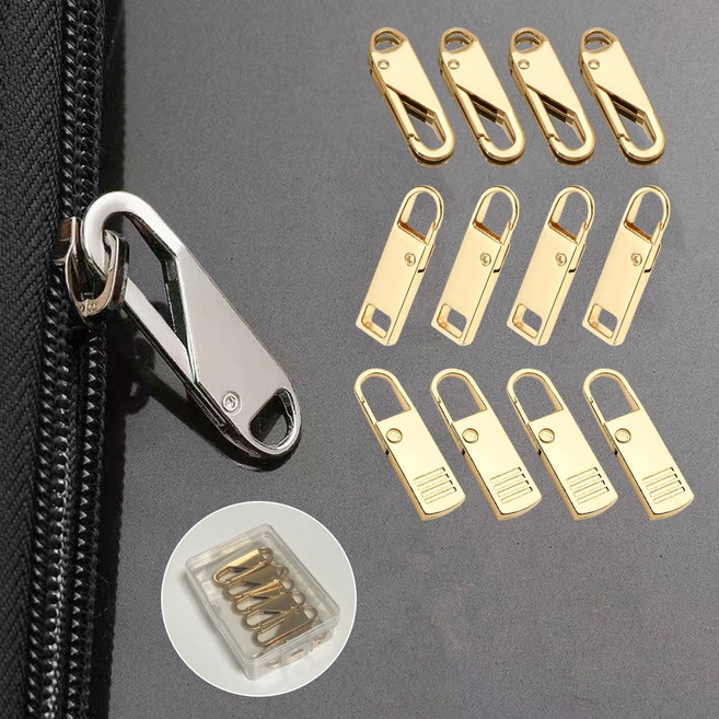 휴무드 셀프 클립 자크 지퍼 고리 손잡이, 12개, 골드