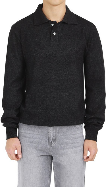 다꾸앙 남성용 스웨터 스무디버튼 기본 긴팔 카라니트 E08M13_tn4340