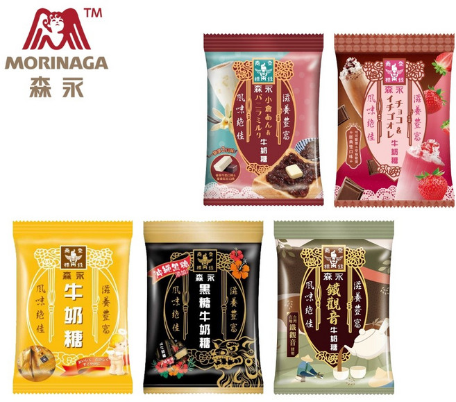 森永 牛奶糖(袋裝) 4包組 蜜香/巧莓歐蕾/經典原味/沖繩黑糖, 1個, 4包組   90g蜜香