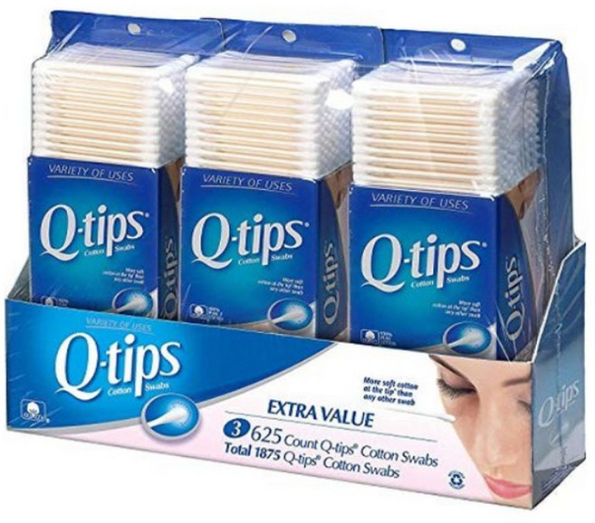 Q-tips 큐팁스 코튼 스왑 면봉, 3개, 625개입