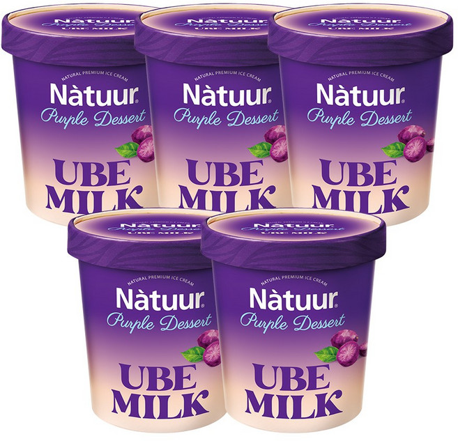 나뚜루 UBE 우베밀크 파인트 아이스크림, 5개, 430ml