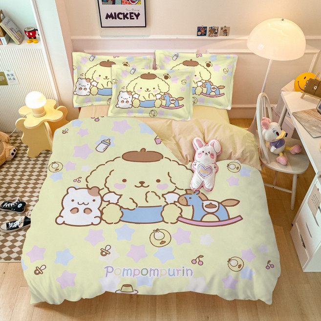 폼폼푸린 이불세트 커버 매트 베개 산리오 순면, C