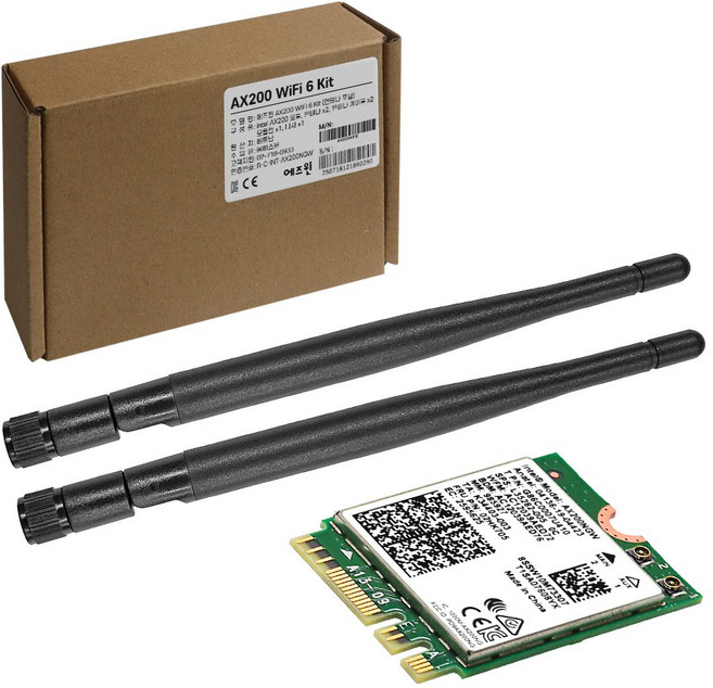 에즈윈 인텔 AX200 Wi-Fi 6 Kit 무선랜카드 - ASRock DeskMini/Jupiter 전제품 장착 가능 블루투스 5.2 지원 안테나 2개 연결선 2개 나사 포함