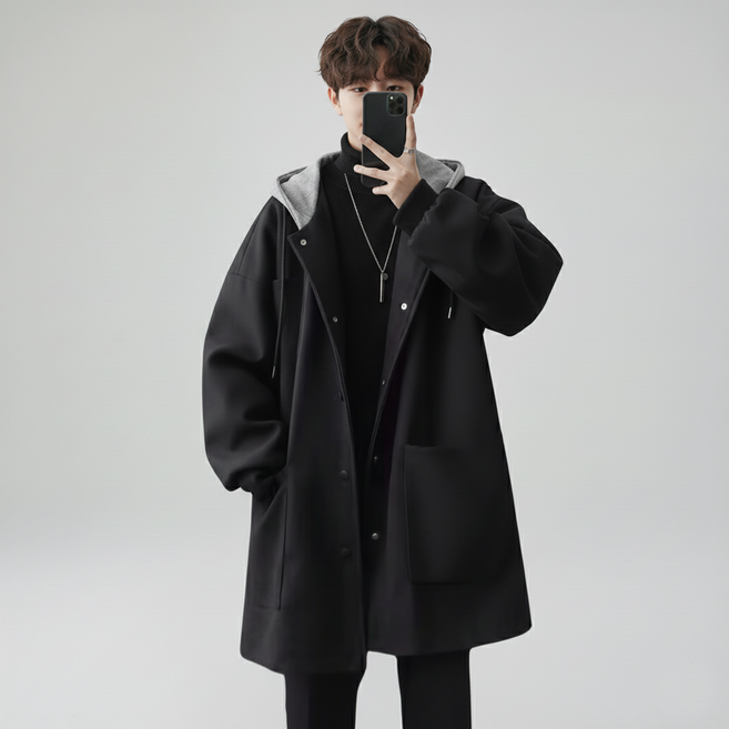 킹앤조이 남성 후드 코트 캐주얼 오버핏 퀼팅안감 점퍼 남친룩 피브스