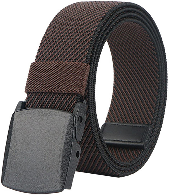 LionVII 남성용 신축성 벨트 - 무금속 플라스틱 버클 업무여행용 웨빙 벨트 75~115cm(28~46인치) 허리 사이즈 조절 가능