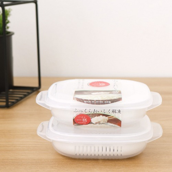 일본 나카야 밥팩A (K449) 채반세트 전자레인지전용 냉동밥보관용기, 혼합색상, 2개